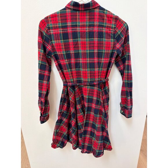 Polo Ralph Lauren Girls 14 Red & Green Plaid Button-Up Shirt Dress W/ Belt Cotto - Picture 6 of 6